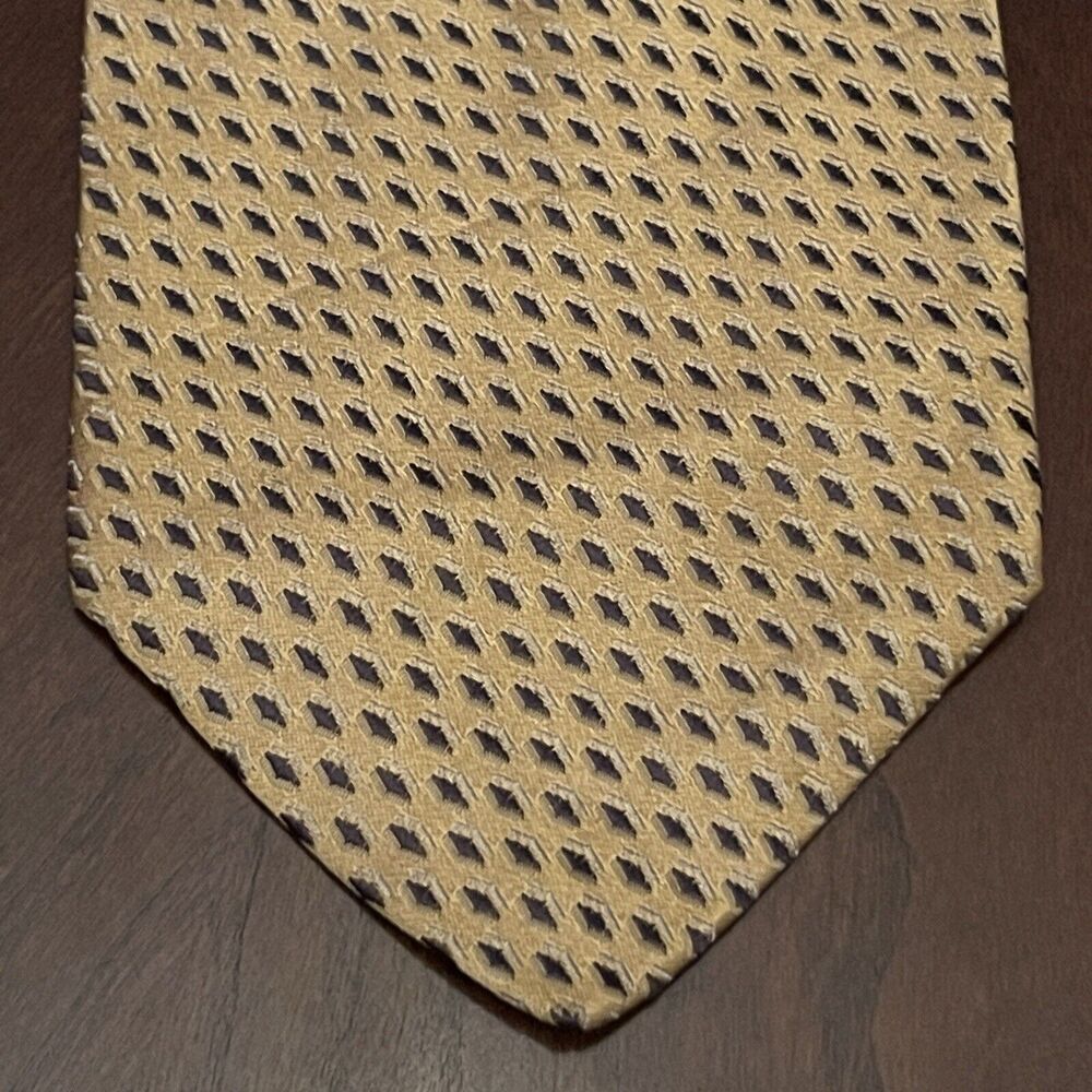 Pavone Gold Black 100% Silk Men’s Neck Tie Made In Italy